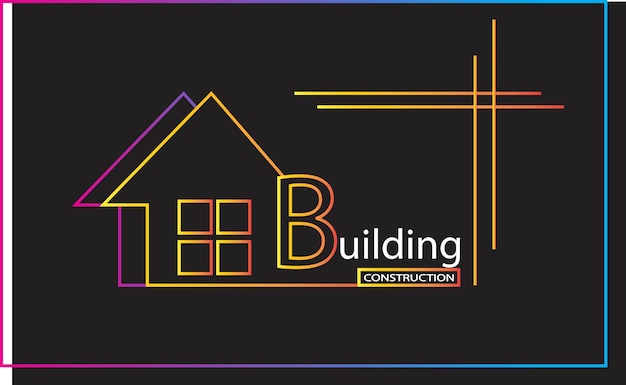 Логотип строительство здания вектор дизайн искусства