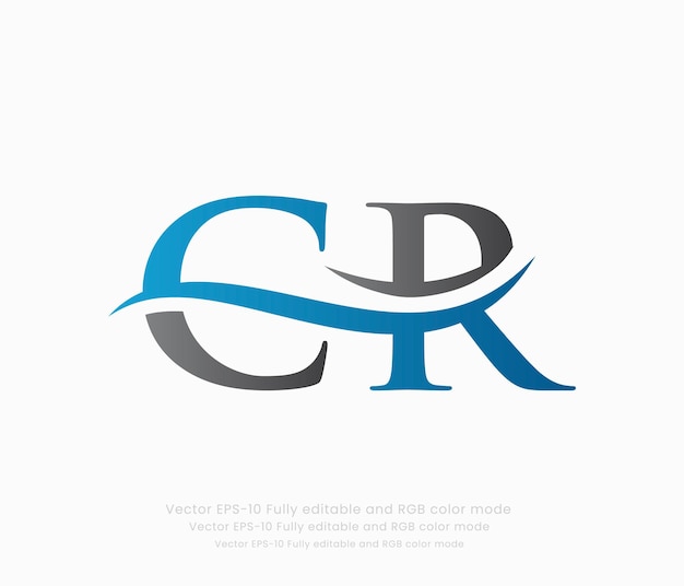 A logo for cr with a blue and gray color mode.