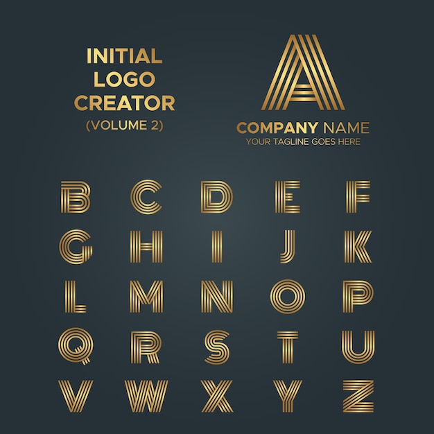 Vector logo creator, from a to z letters line art stripe luxury logo collection