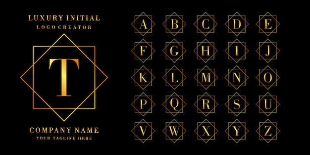 Создание логотипа: набор букв или начальный дизайн логотипа, золотистый цвет