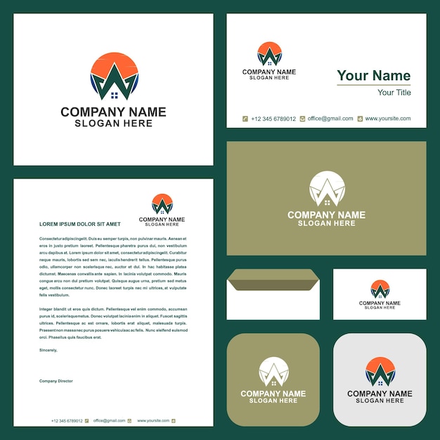 logo crown home and business card