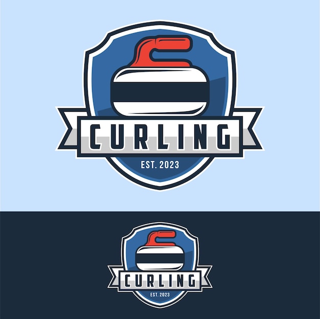 Logo for curling sport team Curling sport with stone