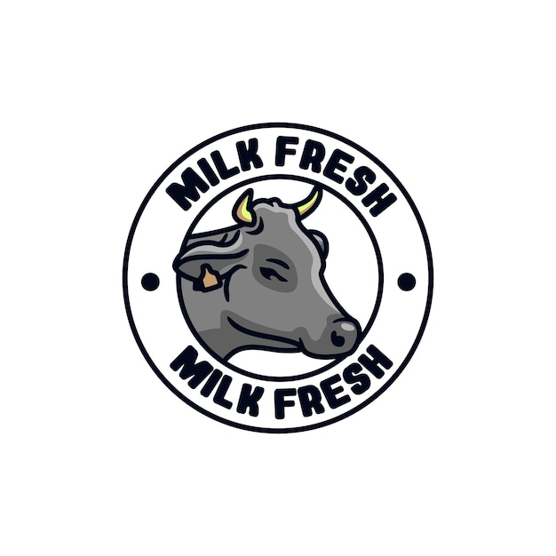 Логотип для молочных продуктов Логотип коровьей головы на белом фоне