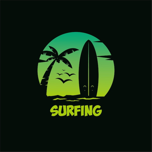 Logo dark surfing flat