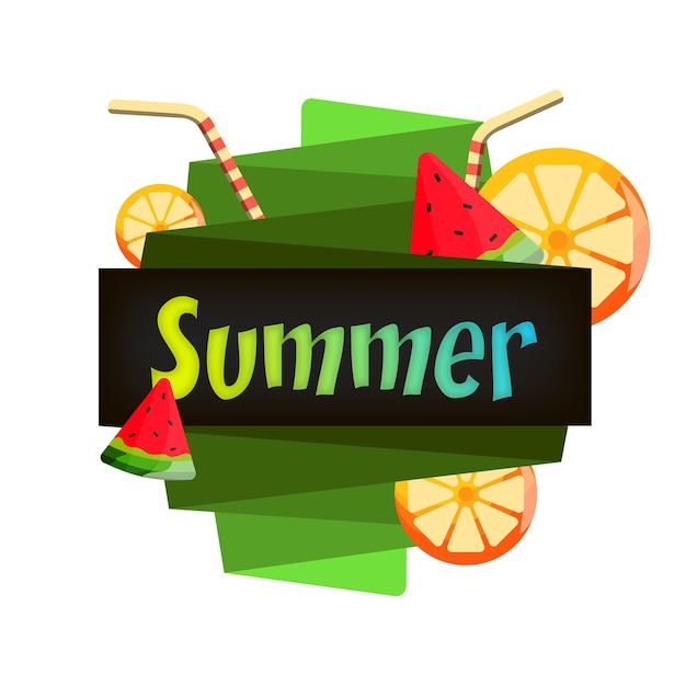 Vector logo dat de zomer vertegenwoordigt met vers fruitornament