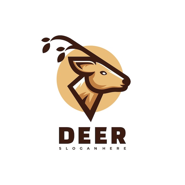  Logo Deer Simple Mascot Style.