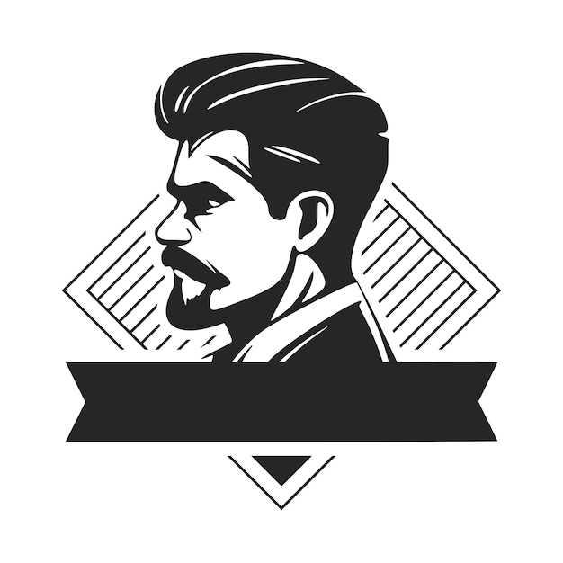 Logo depicting a brutal and stylish man with a beard Can become a simple yet powerful design element for a barbershop or salon