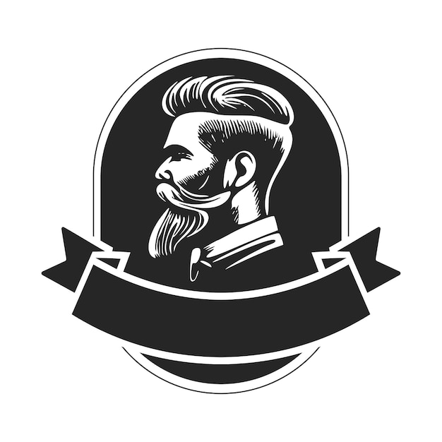 Vettore logo raffigurante un uomo alla moda con la barba può diventare un elemento di design semplice ma potente per un barbiere o un salone