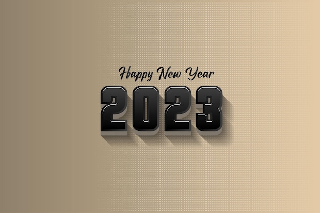 Logo design 2023 happy new year 2023 color black on brown