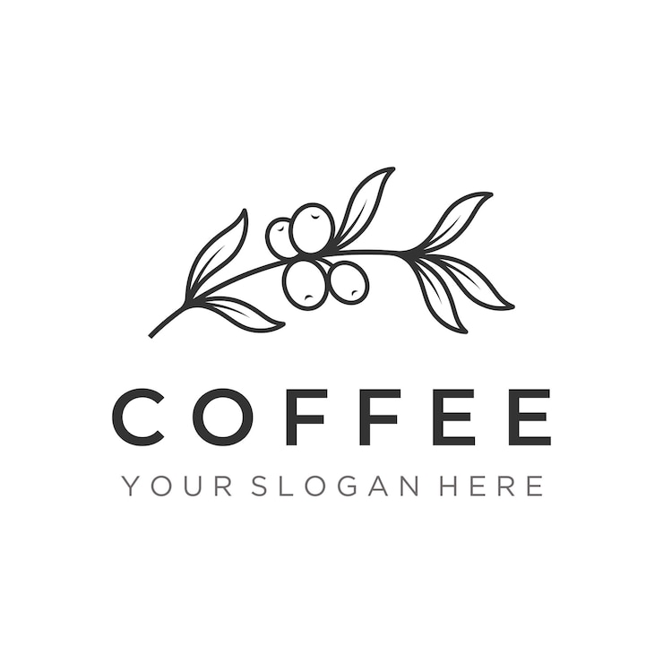 Logo design of arabica coffee cup and coffee plant hand drawn vintage styleLogo for business cafe restaurant badge and coffee shop