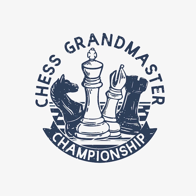 Vector logo design chess grand master champion with chess vintage illustration