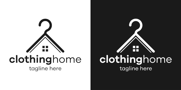 Одежда дизайн логотипа и домашняя векторная иллюстрация
