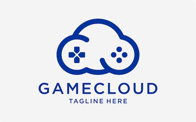Vector logo design cloud with game template modern flat