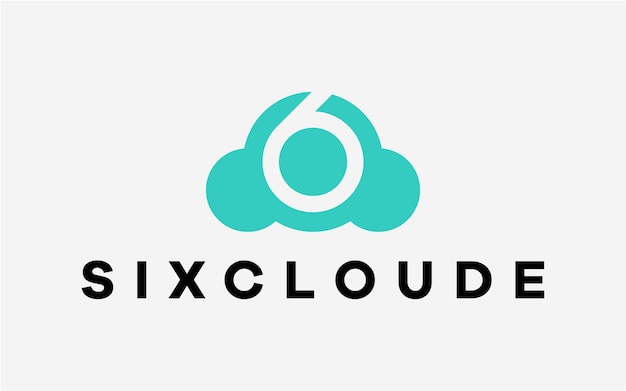 Logo design cloud with number six modern technology