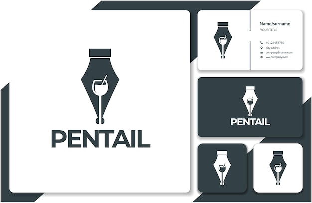 Penna da cocktail con logo design semplice