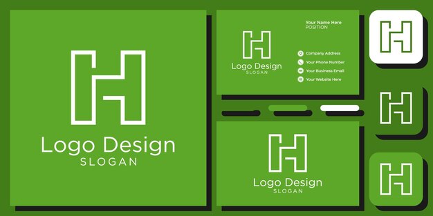 logo design combination alphabet outline letter font with business card template 