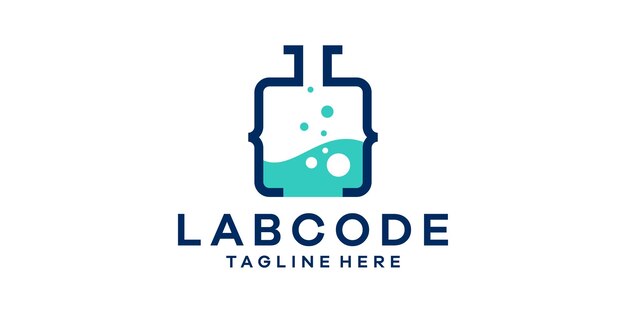 Logo design combination code with lab glass logo design code lab