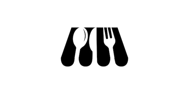 Vector logo design combination of shop shape with spoon and fork