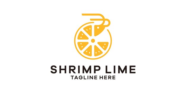 Logo design combination of shrimp and lemon shapes logo design template creative symbol idea