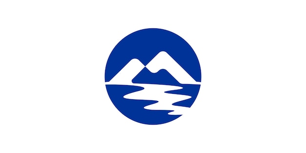 ベクトル 円の形と眺めのある山のロゴデザインを組み合わせたロゴデザイン