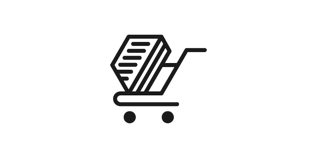 logo design combining the shape of a trolley with a book bookstore design