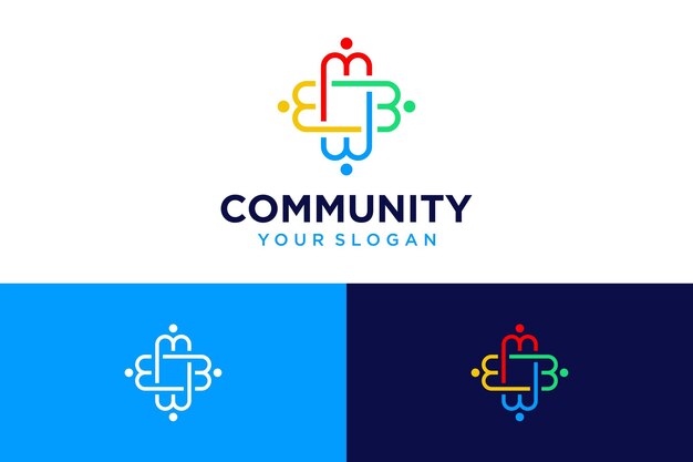 logo design community with four and people