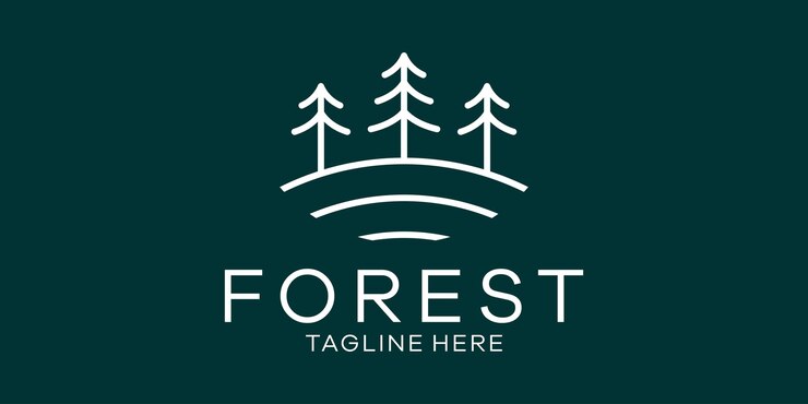 Vector logo design creative line forest