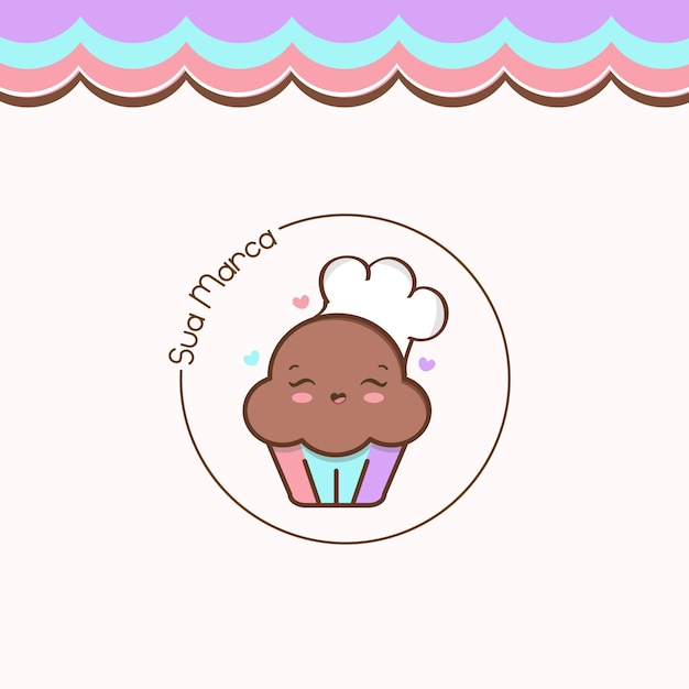 Vettore logo design carino cupcake vettore