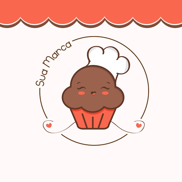 Logo design cute cupcake Vector