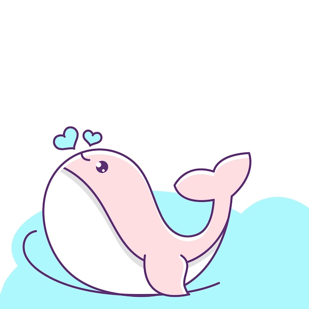 Logo design cute whale Vector