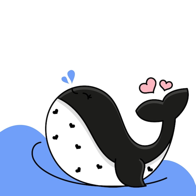 ロゴデザインかわいいクジラベクトル