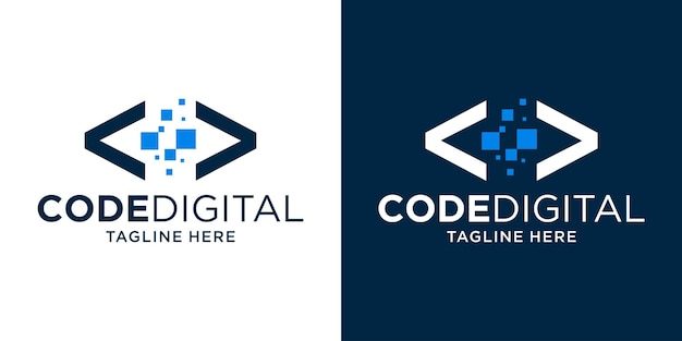 Vettore logo design digitale e tecnologia del codice icona moderna illustrazione vettoriale