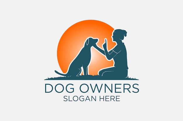 Logo design dog owners  premium vector