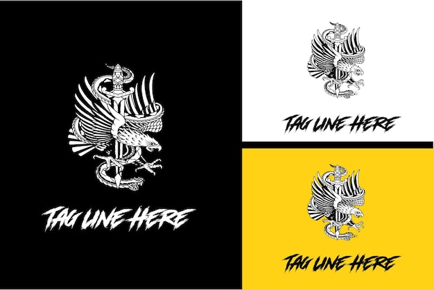 Logo design of eagle and snake vector black and white