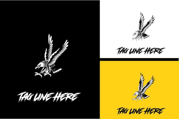 Logo design of eagle vintage vector black and white