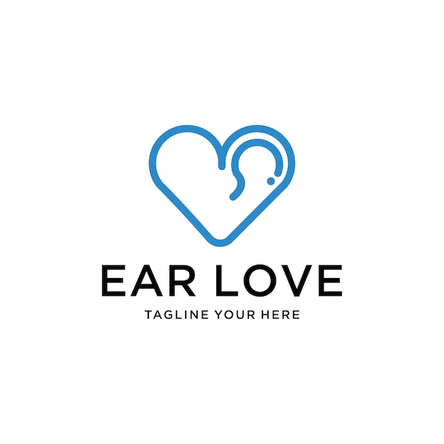 Vector logo design ear care or ear with a love logo design vector template