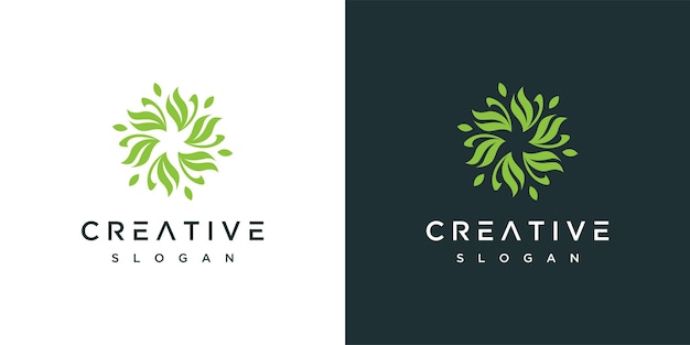 Logo design flower leaf template