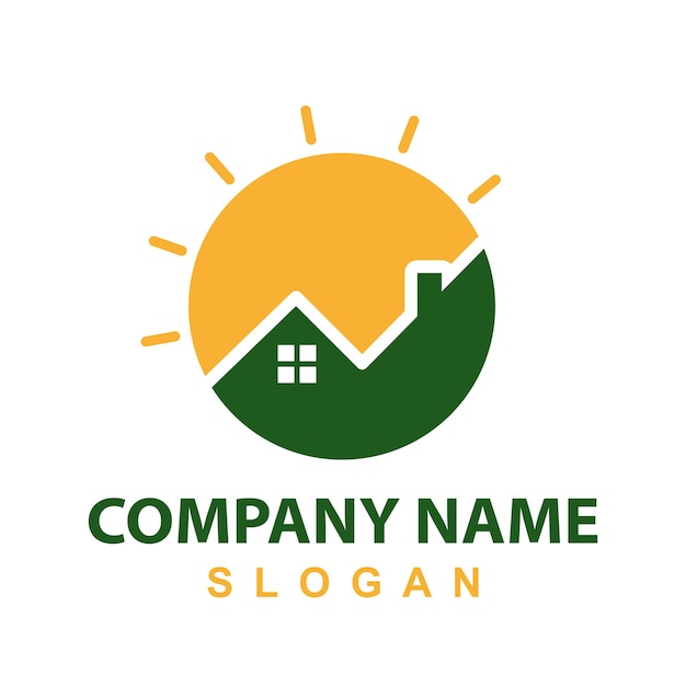 부동산, 주택 및 태양열 형태의 로고 디자인
