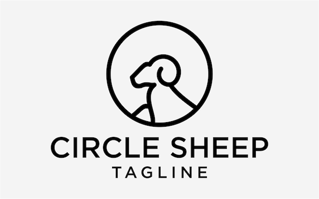 Logo design goatsheepcircle line art template