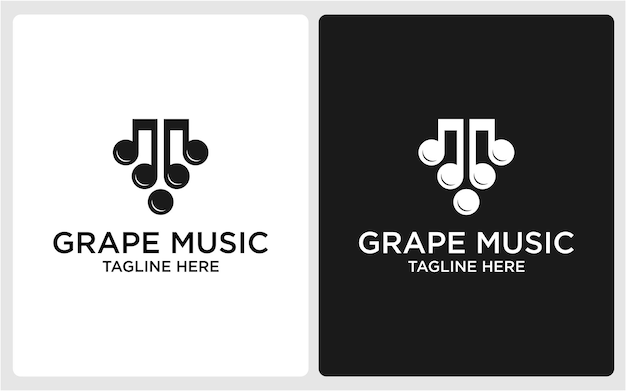 LOGO DESIGN GRAPE AND MUSIC ABSTRACT MODERN