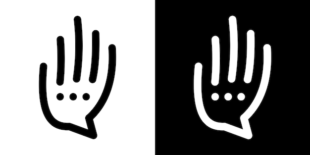 Logo design hand and chat icon minimalist line vector illustration