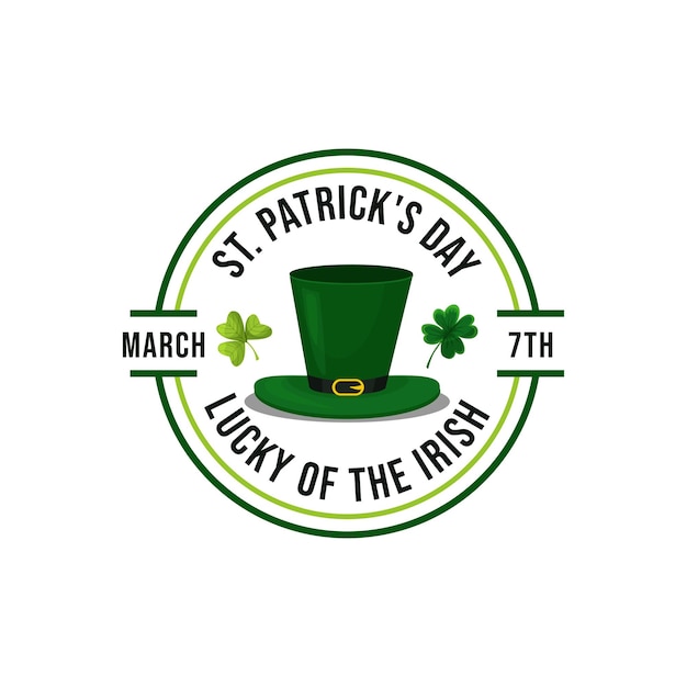 Logo Design Happy StPatricks Day circle vintage with Saint Patricks hat icon des