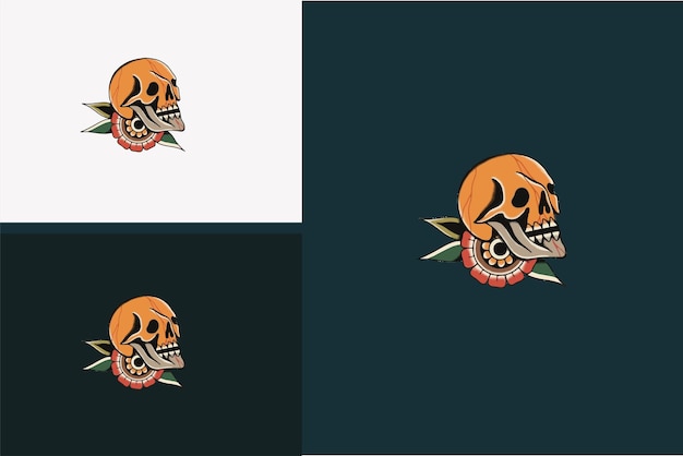 Дизайн логотипа вектора черепа головы