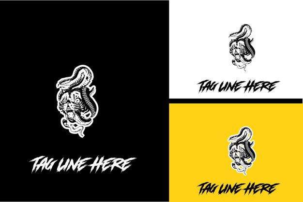 Logo design of head tiger and snake vector black and white