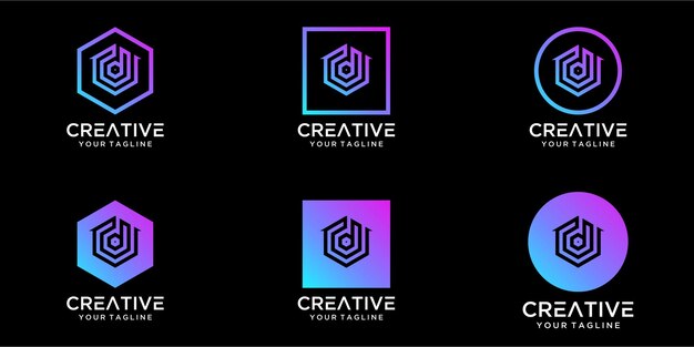 Logo design home combined with letter d template design