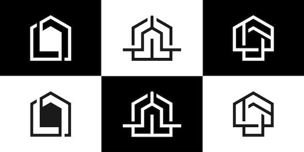 ロゴ デザイン ホーム クリエイティブ ライン テンプレート