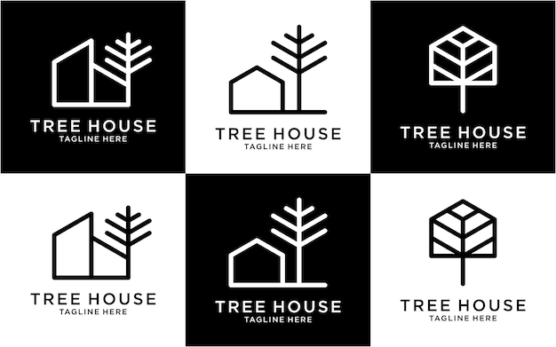 Logo design house with tree template