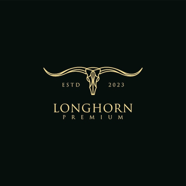 Logo design illustration of a buffalo head with long horns