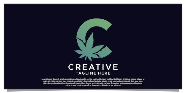 大麻コンセプトを使用したビジネスのためのロゴデザインの頭文字 Premiumベクター