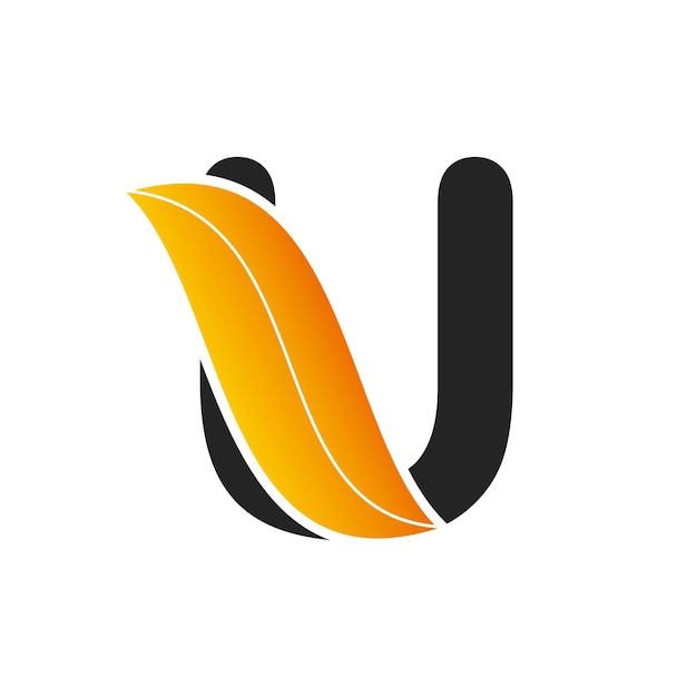 Vettore design del logo della lettera iniziale u con logo foglia natura logo foglia un unico, esclusivo ed elegante